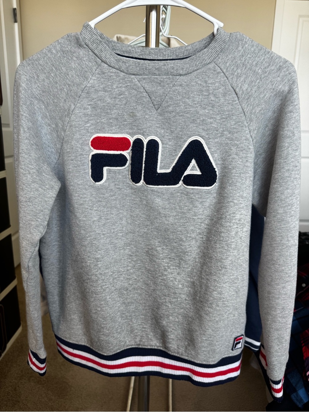 FILA Gray Crewneck Sweatshirt with Navy & Red Logo